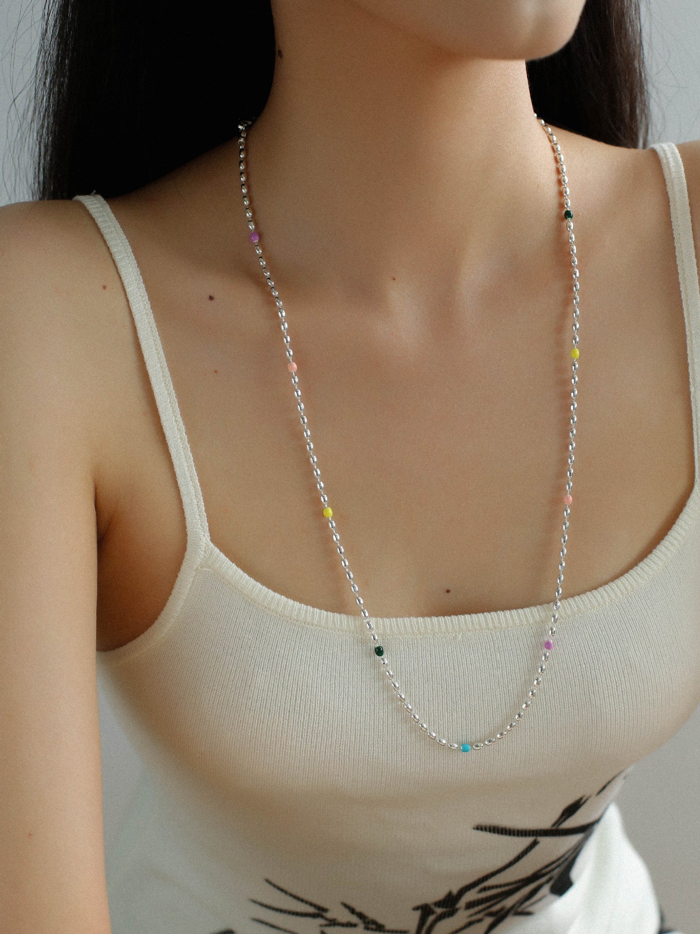 Rainbow Candy Bean Long Necklace - floysun