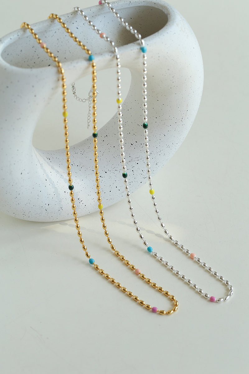 Rainbow Candy Bean Long Necklace - floysun