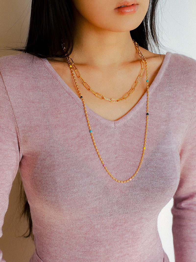 Rainbow Candy Bean Long Necklace - floysun