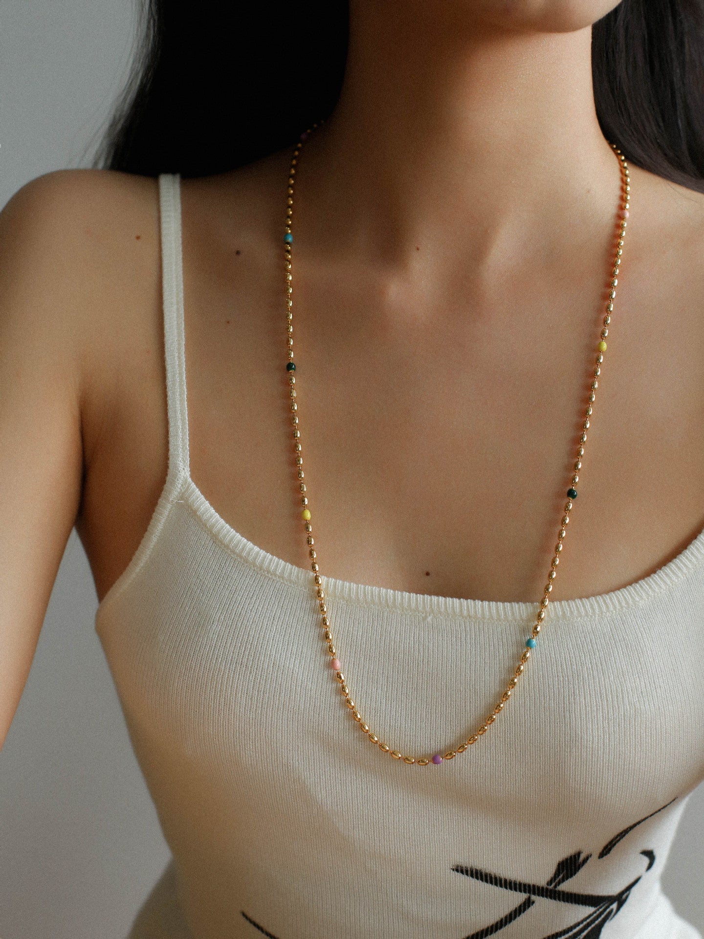 Rainbow Candy Bean Long Necklace - floysun