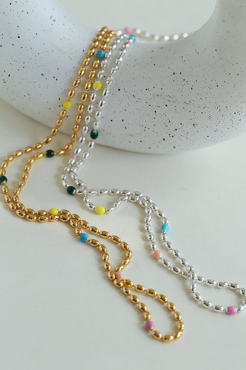 Rainbow Candy Bean Long Necklace - floysun