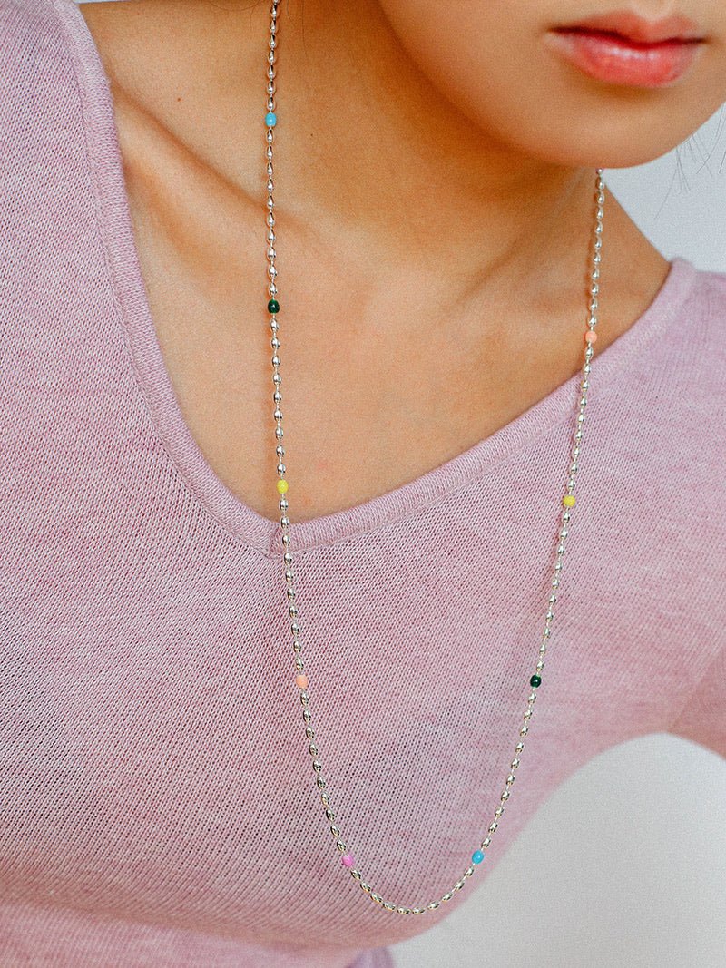 Rainbow Candy Bean Long Necklace - floysun