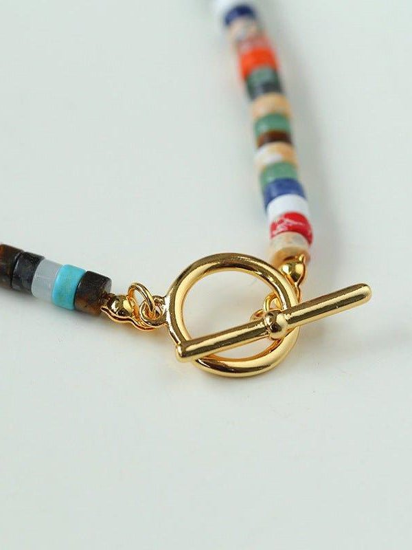 Rainbow Stone Baroque Pearl Necklace - floysun