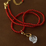 Red Agate Crystal Seashell Necklace - floysun