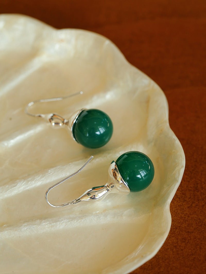 Red Agate Green Agate White Crystal Pearl Ear Hook - floysun