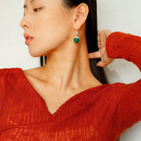 Red Agate Green Agate White Crystal Pearl Ear Hook - floysun