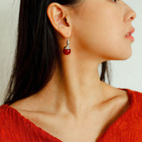 Red Agate Green Agate White Crystal Pearl Ear Hook - floysun