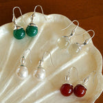 Red Agate Green Agate White Crystal Pearl Ear Hook - floysun
