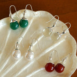 Red Agate Green Agate White Crystal Pearl Ear Hook - floysun