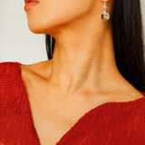 Red Agate Green Agate White Crystal Pearl Ear Hook - floysun