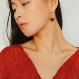 Red Agate Green Agate White Crystal Pearl Ear Hook - floysun