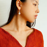 Red Agate Green Agate White Crystal Pearl Ear Hook - floysun