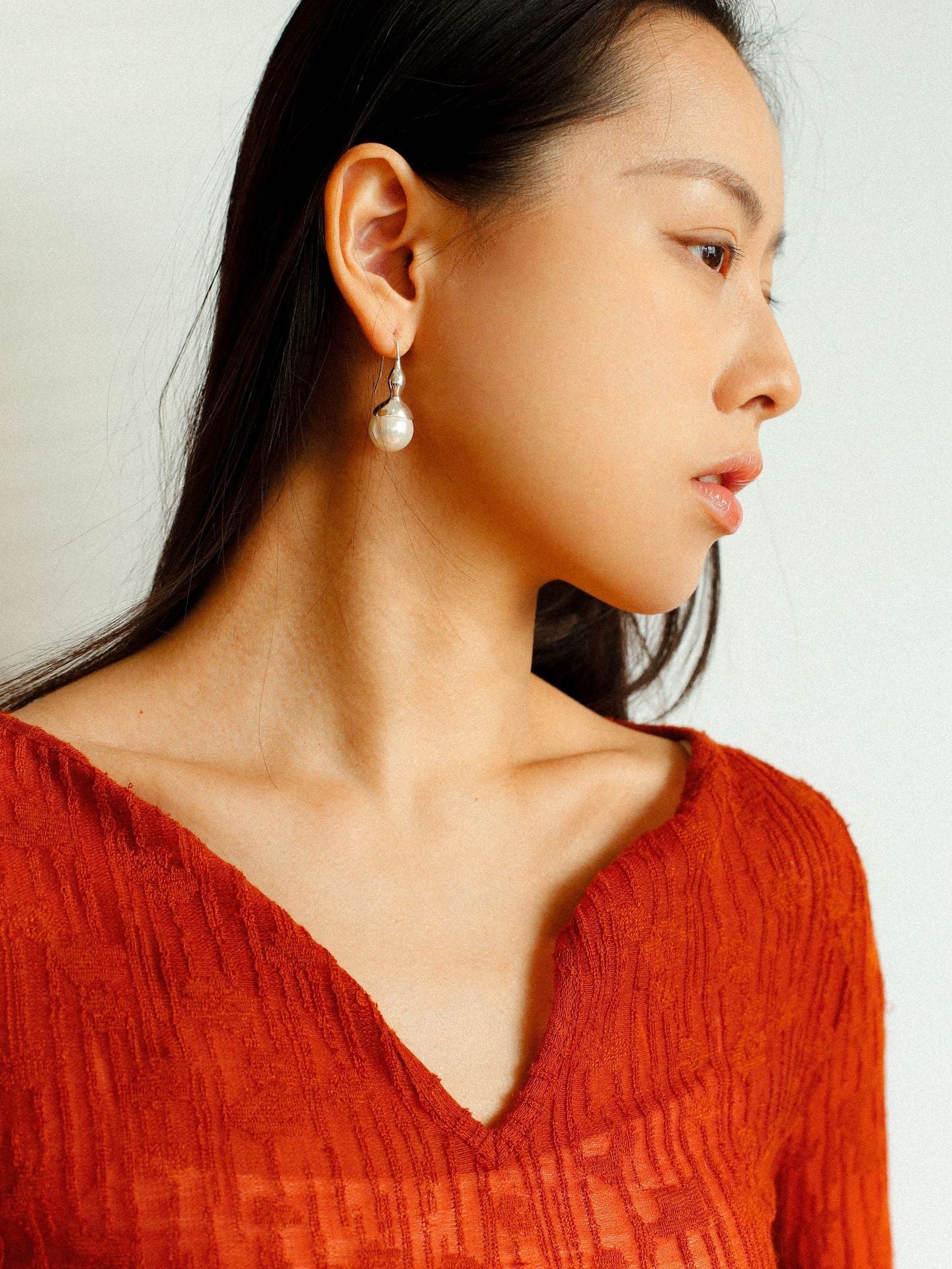 Red Agate Green Agate White Crystal Pearl Ear Hook - floysun