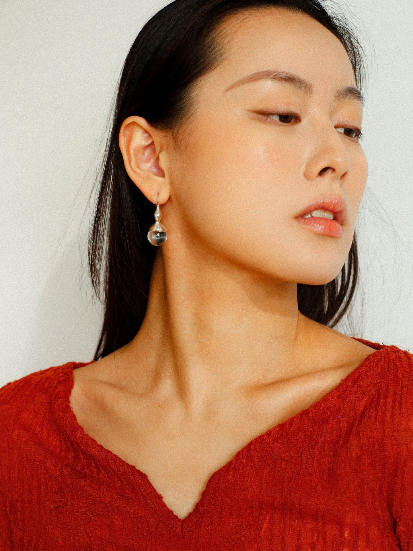 Red Agate Green Agate White Crystal Pearl Ear Hook - floysun