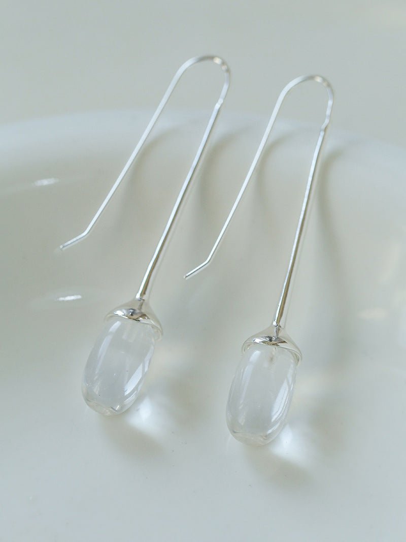 Red Black Onyx White Crystal Ear Hooks Drop Earrings - floysun