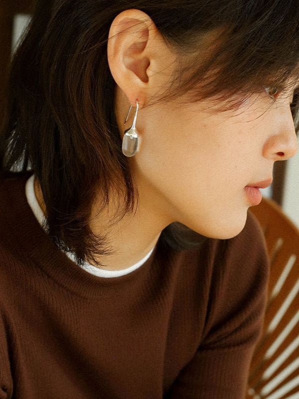 Red Black Onyx White Crystal Ear Hooks Drop Earrings - floysun