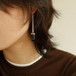 Red Black Onyx White Crystal Ear Hooks Drop Earrings - floysun
