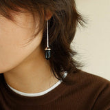 Red Black Onyx White Crystal Ear Hooks Drop Earrings - floysun