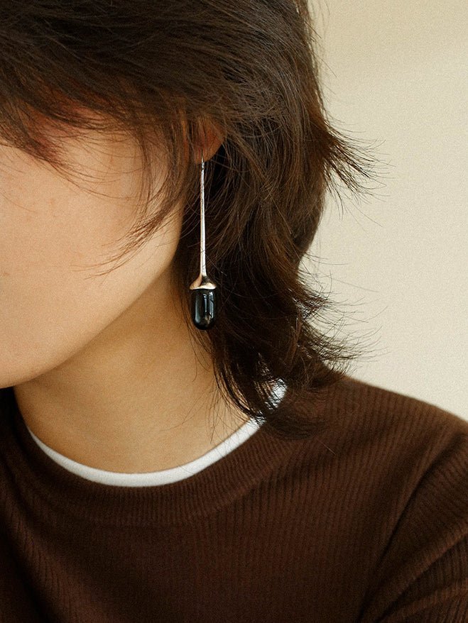 Red Black Onyx White Crystal Ear Hooks Drop Earrings - floysun