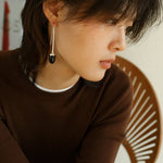 Red Black Onyx White Crystal Ear Hooks Drop Earrings - floysun