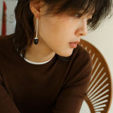 Red Black Onyx White Crystal Ear Hooks Drop Earrings - floysun