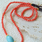 Red Faceted Beads & Turquoise Collar Necklace – Layered Choker - floysun