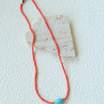 Red Faceted Beads & Turquoise Collar Necklace – Layered Choker - floysun