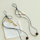 Red Tiger's Eye Pendant Necklace with Black Cord - floysun