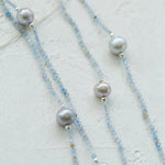 Refreshing Aquamarine Grey Pearl Long Beaded Necklace - floysun