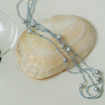 Refreshing Aquamarine Grey Pearl Long Beaded Necklace - floysun