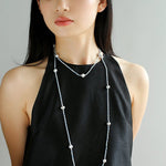 Refreshing Aquamarine Grey Pearl Long Beaded Necklace - floysun
