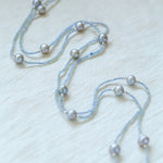 Refreshing Aquamarine Grey Pearl Long Beaded Necklace - floysun