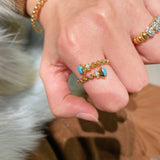 Regal Weave Blue Turquoise Open Ring - floysun