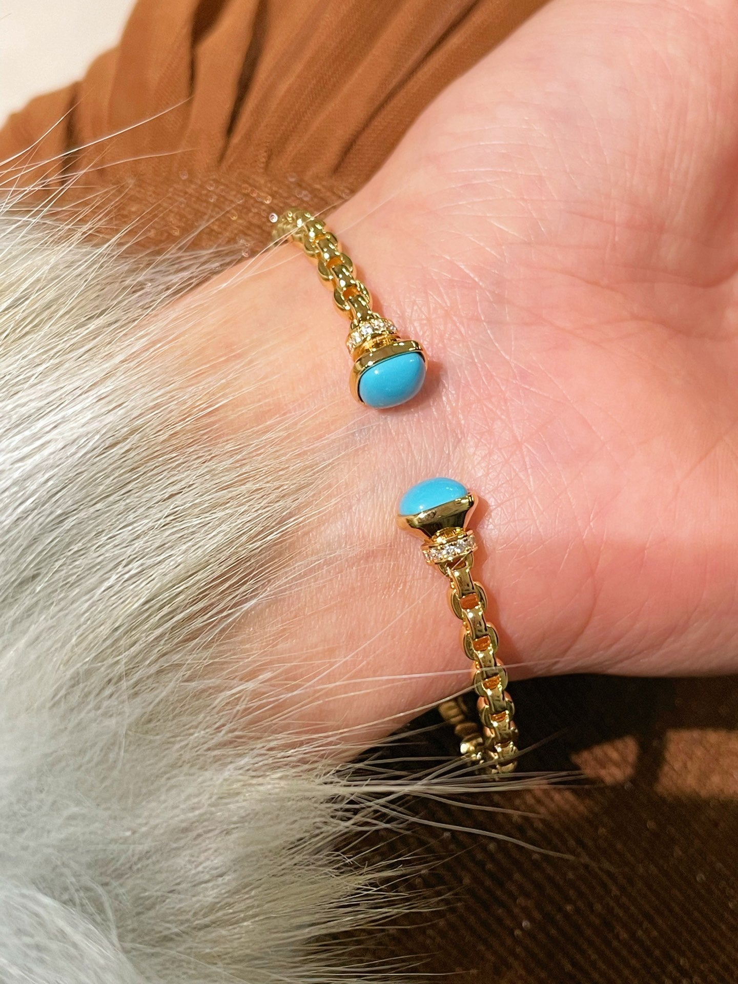 Regal Woven Blue Turquoise Open Cuff Vintage Courtly Filigree Bangle - floysun