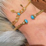 Regal Woven Blue Turquoise Open Cuff Vintage Courtly Filigree Bangle - floysun