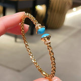 Regal Woven Blue Turquoise Open Cuff Vintage Courtly Filigree Bangle - floysun