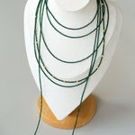 Retro Green Glass Bead Long Necklace – Convertible Layering Strand - floysun