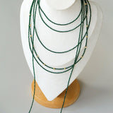 Retro Green Glass Bead Long Necklace – Convertible Layering Strand - floysun