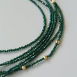 Retro Green Glass Bead Long Necklace – Convertible Layering Strand - floysun