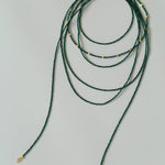 Retro Green Glass Bead Long Necklace – Convertible Layering Strand - floysun