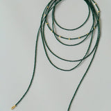 Retro Green Glass Bead Long Necklace – Convertible Layering Strand - floysun