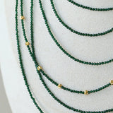 Retro Green Glass Bead Long Necklace – Convertible Layering Strand - floysun