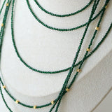 Retro Green Glass Bead Long Necklace – Convertible Layering Strand - floysun