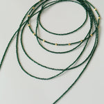 Retro Green Glass Bead Long Necklace – Convertible Layering Strand - floysun