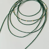 Retro Green Glass Bead Long Necklace – Convertible Layering Strand - floysun