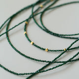 Retro Green Glass Bead Long Necklace – Convertible Layering Strand - floysun