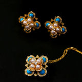 Retro Turquoise Clover Pearl Studs - floysun