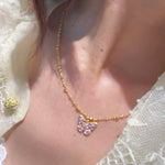 Reversible Gradient Pink Sapphire Butterfly Necklace - floysun