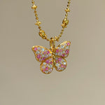Reversible Gradient Pink Sapphire Butterfly Necklace - floysun