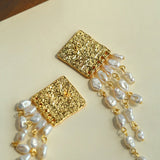 Ripple Gleam Hammered Pearl Earrings - floysun